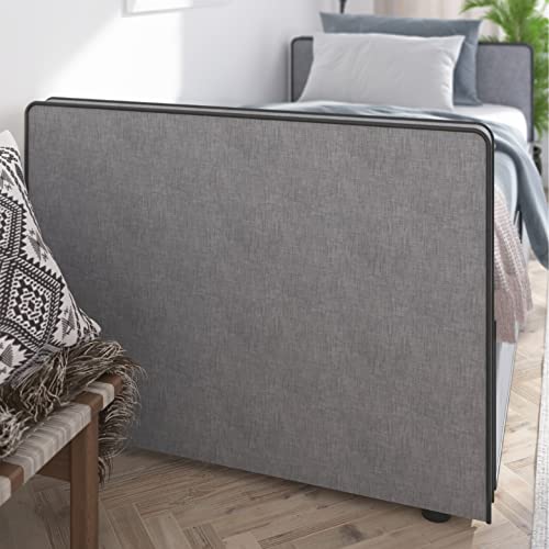 Twin Size Platform Bed Frame with 2 Storage Drawers in Gray Fabric N271246