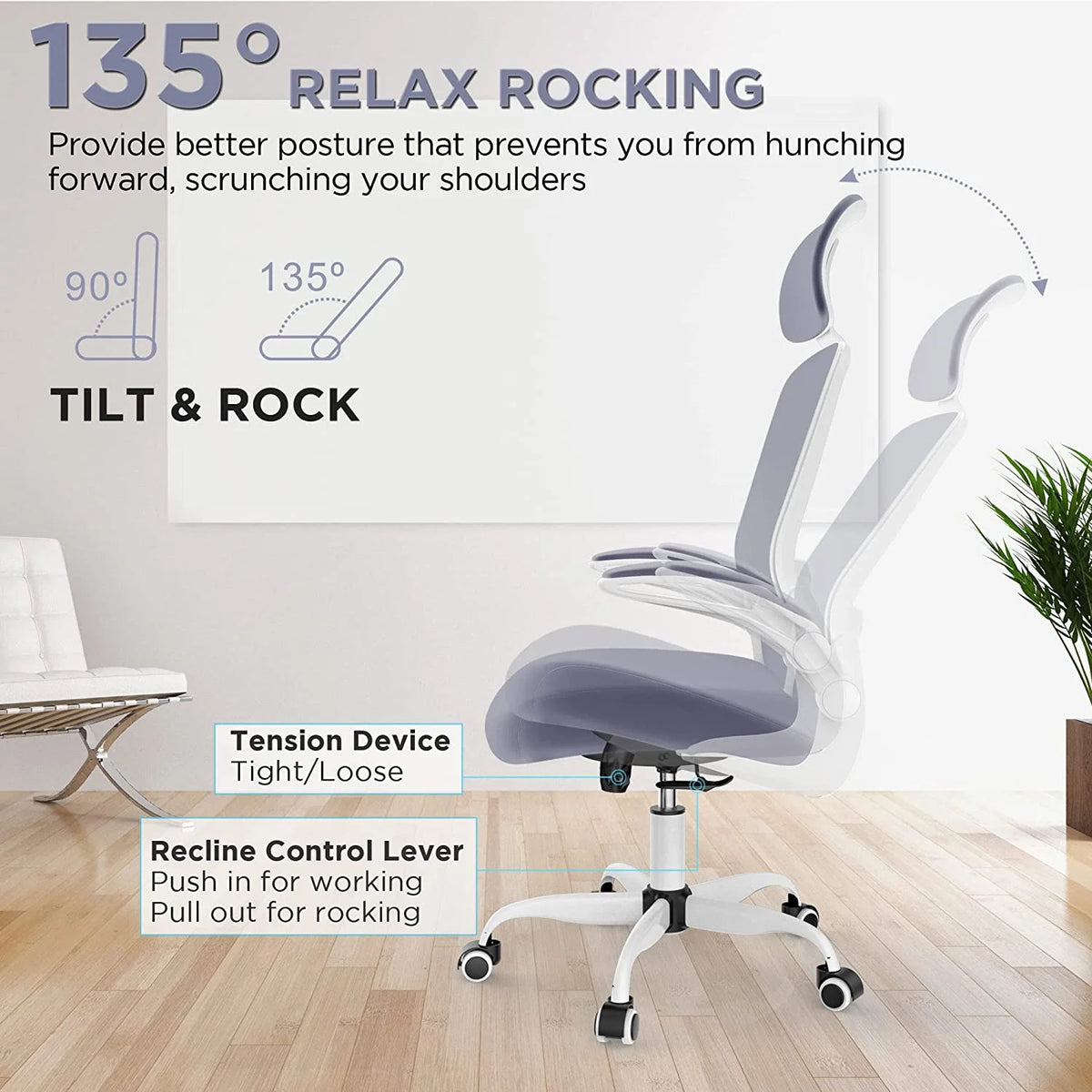 High Back Ergonomic Office Chair with Lumbar Support and Headrest L955