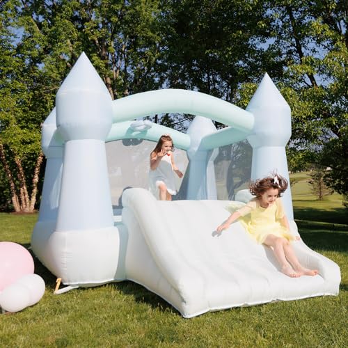 Pastel Bouncy Castle with Slide, 12 ft L x 9 ft W x 7 ft H, UL Blower Included K31504