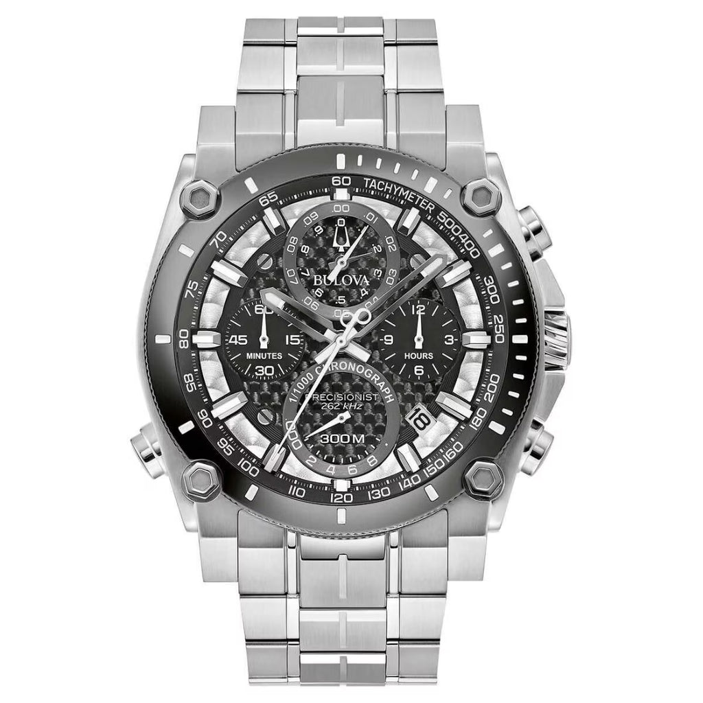 Mens Carbon Fiber Dial Stainless Steel Watch Q254805