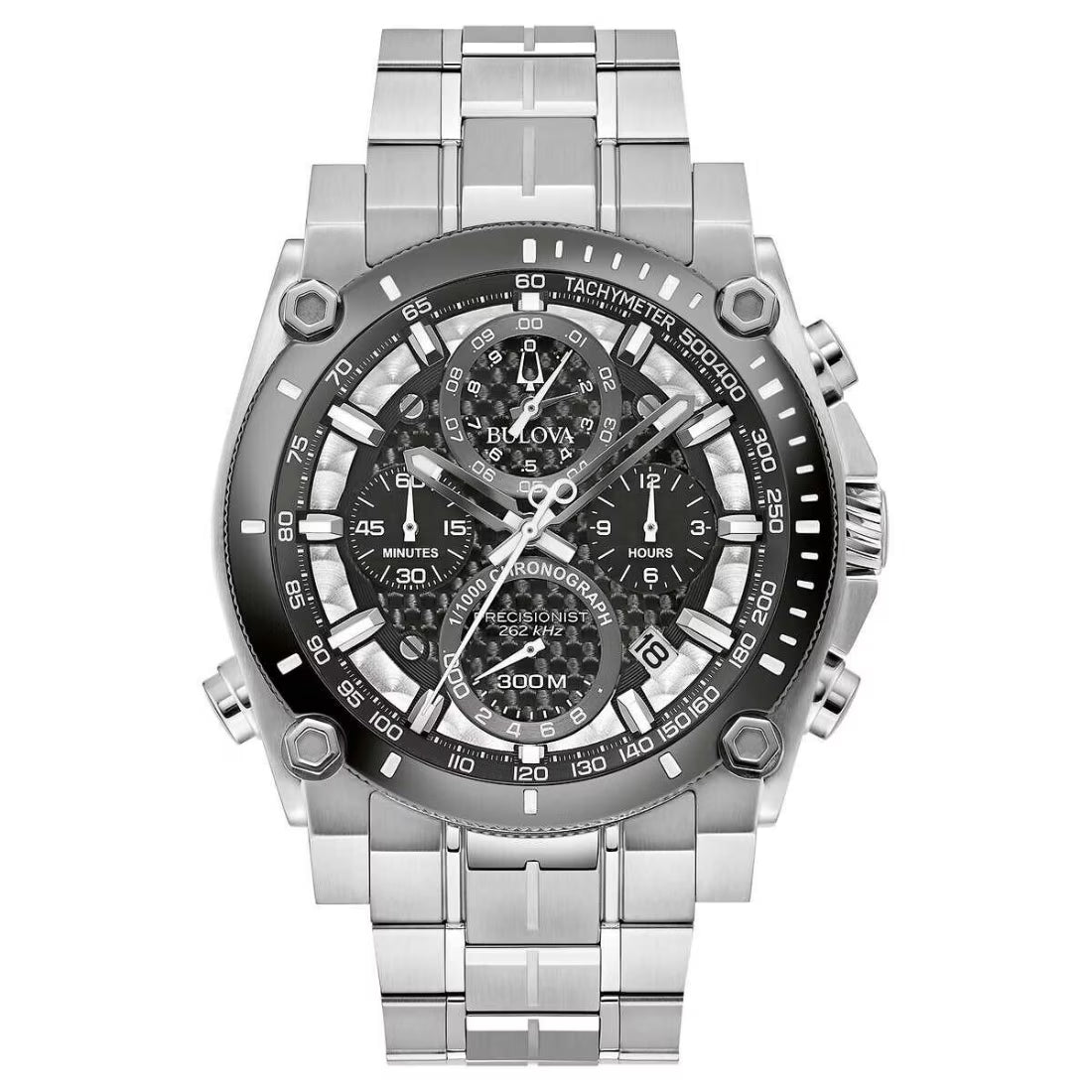Mens Carbon Fiber Dial Stainless Steel Watch Q254805