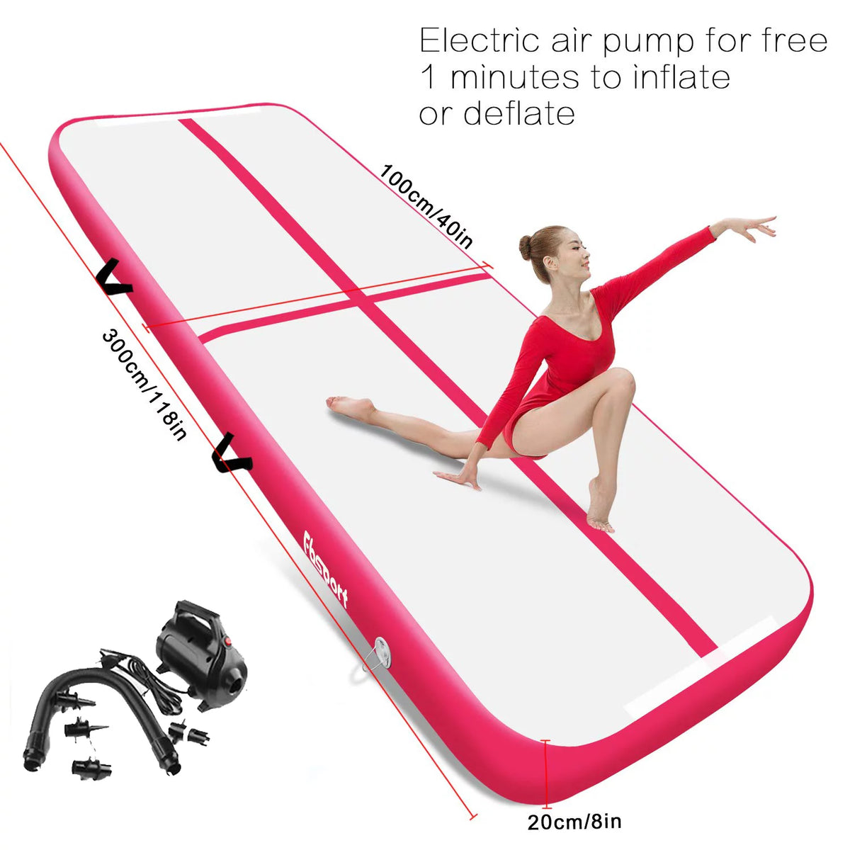 Pink Inflatable Gymnastic Air Track Mat S295686