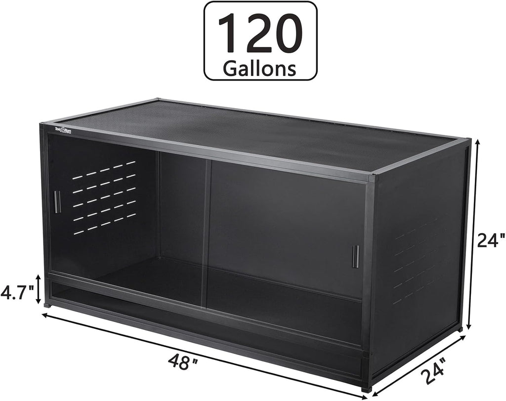 PVC Reptile Enclosure 48"x24"x24" 120 Gallon Large Tank with Sliding Tempered Glass Doors G894