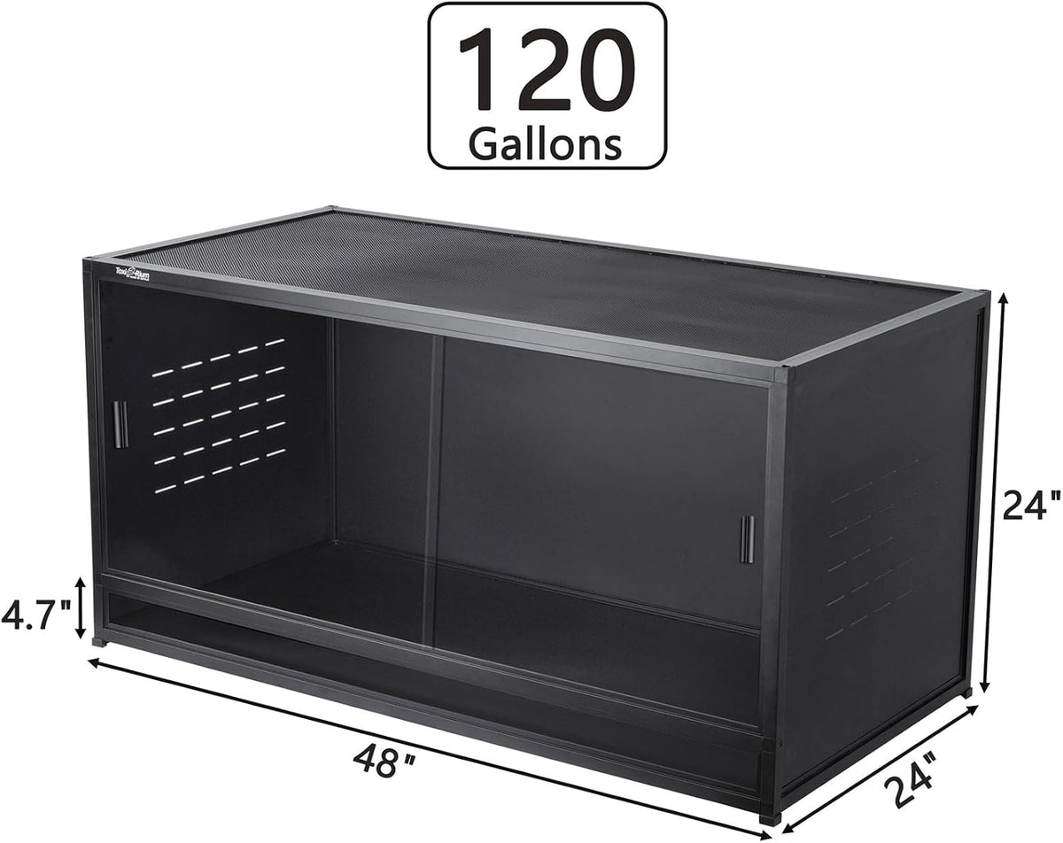 PVC Reptile Enclosure 48"x24"x24" 120 Gallon Large Tank with Sliding Tempered Glass Doors G894