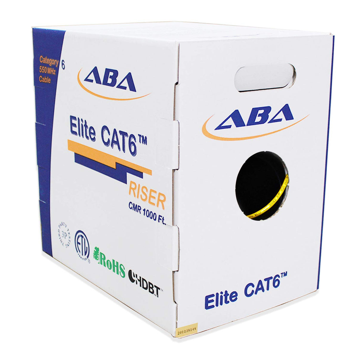 Blue 1000ft Cat6 Riser UTP 23AWG Solid Bare Copper Ethernet Cable L423486