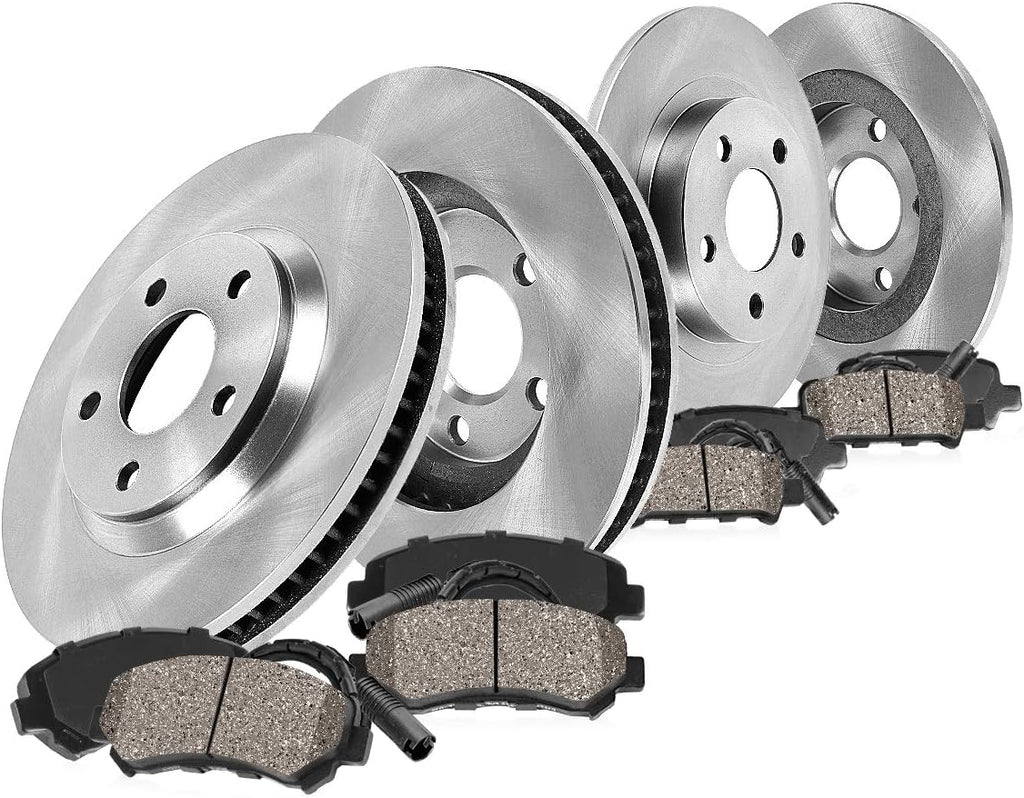 330mm Front + 325mm Rear 5 Lug Rotors + Ceramic Brake Pads + Sensors J863944