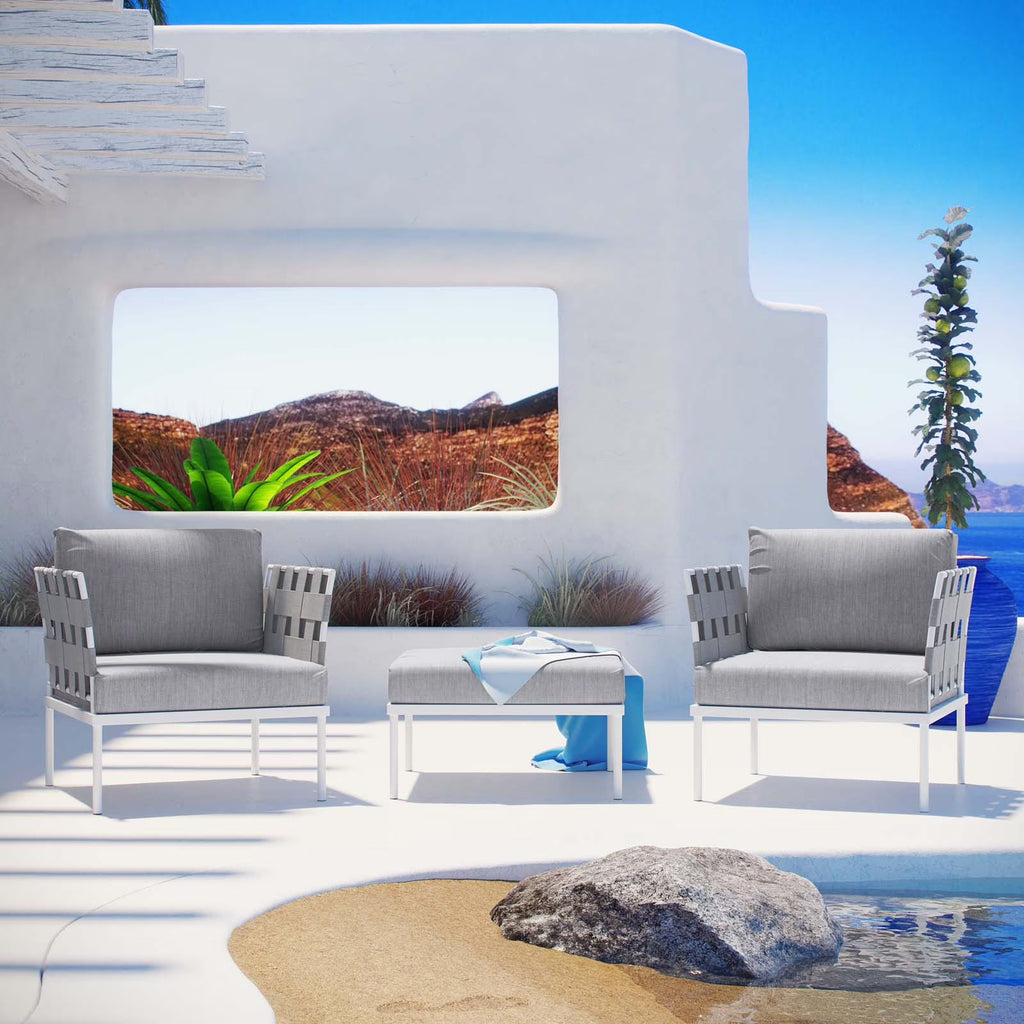 White Gray 3 Piece Aluminum Patio Sectional Sofa Set U326109