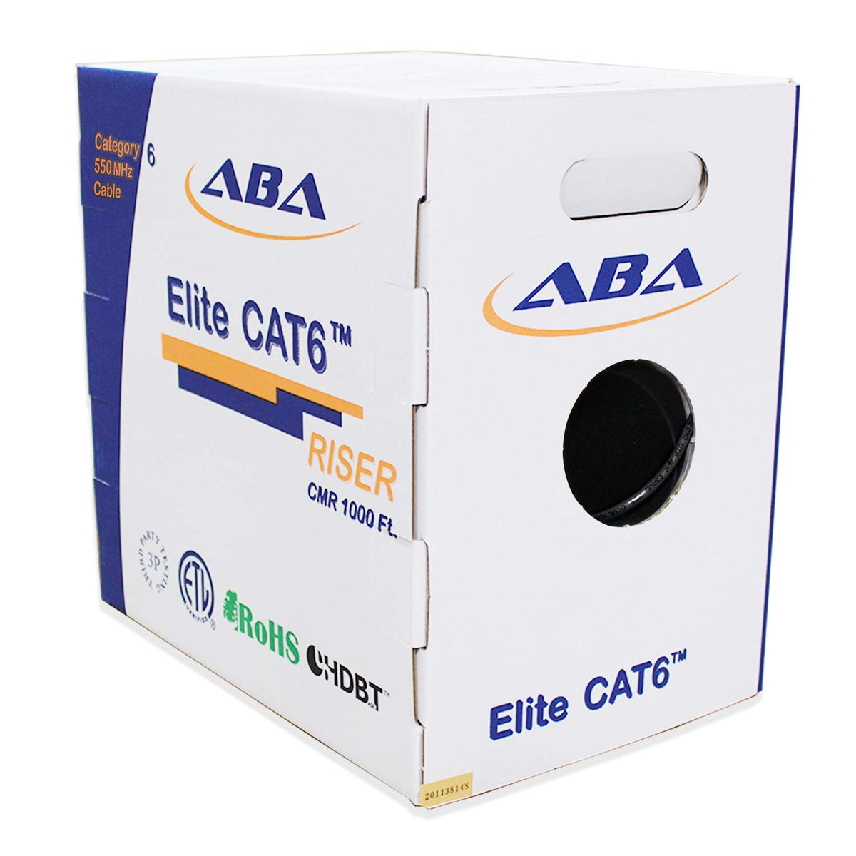 Blue 1000ft Cat6 Riser UTP 23AWG Solid Bare Copper Ethernet Cable L423486