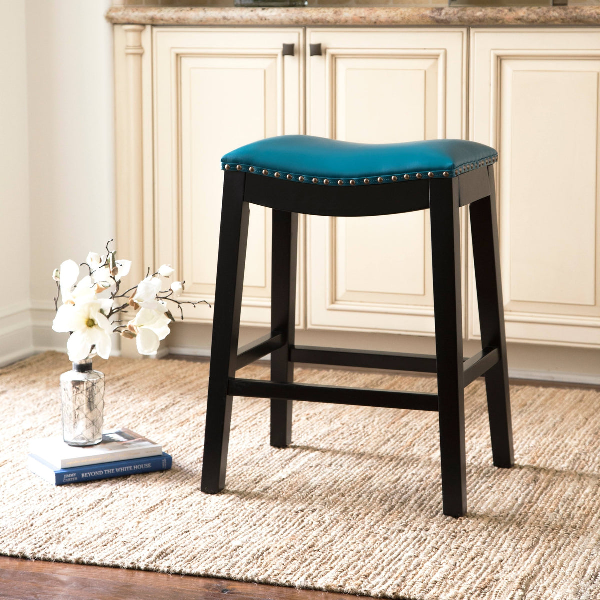 Teal Bonded Leather Counter Stool X148302