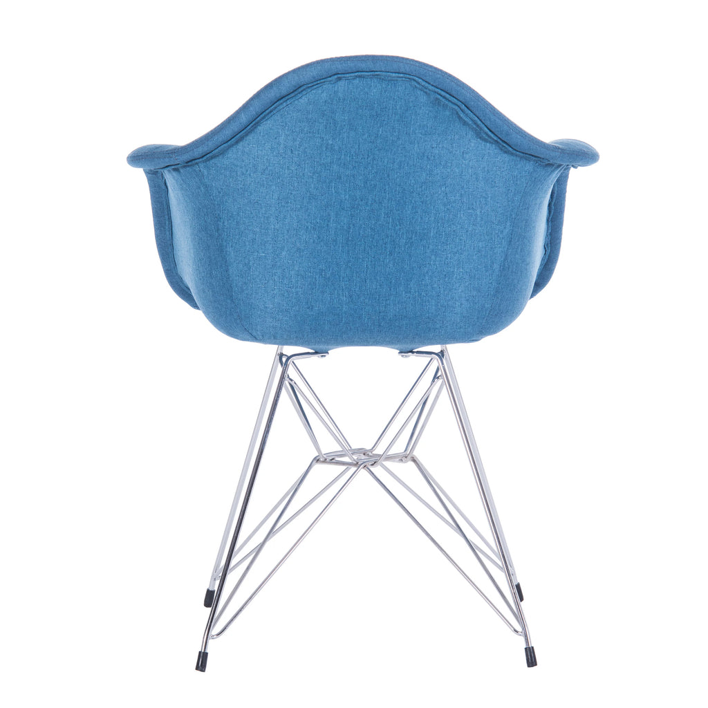 Blue Fabric Upholstered Dining Chairs Set of 2 with Arms O7541