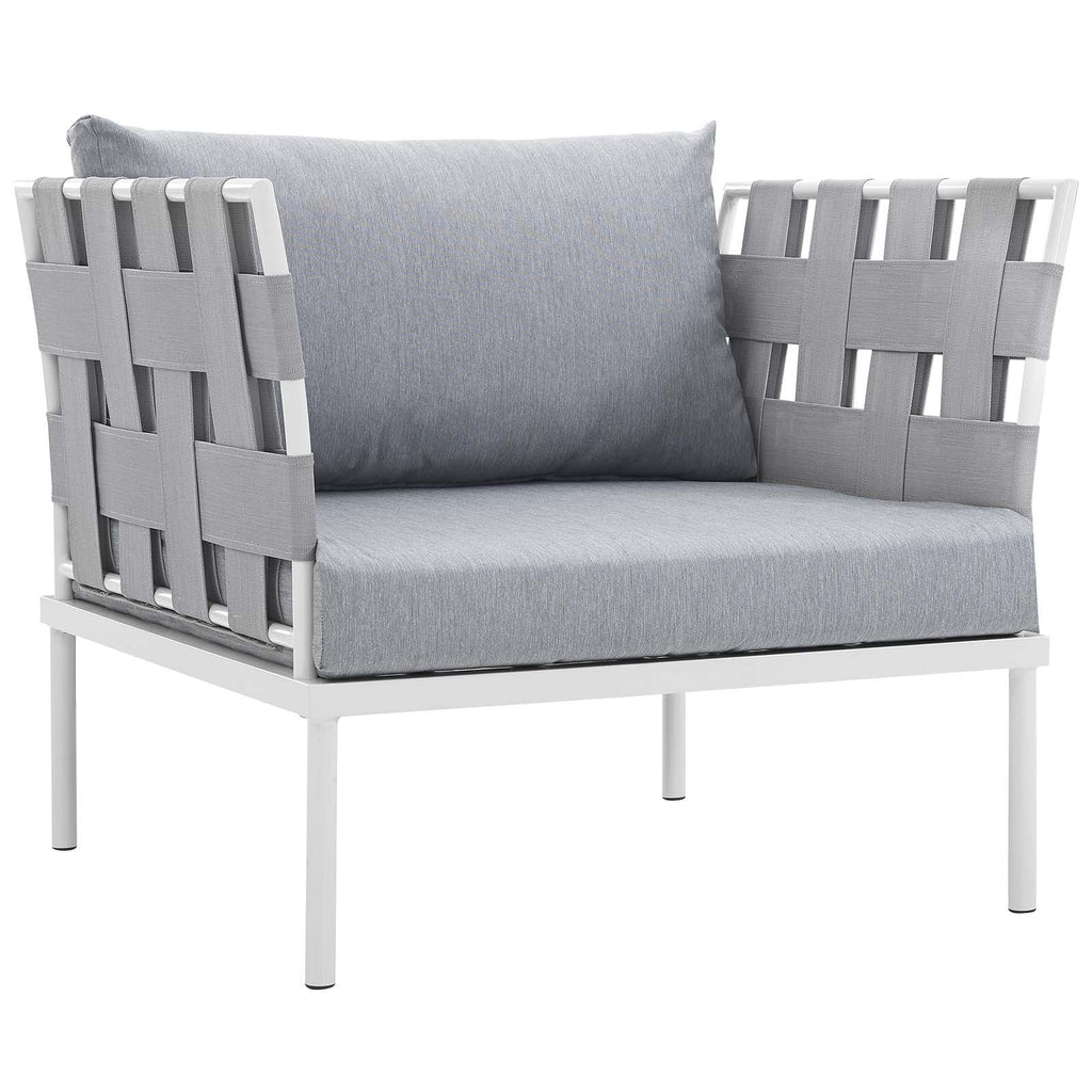 White Gray 3 Piece Aluminum Patio Sectional Sofa Set U326109