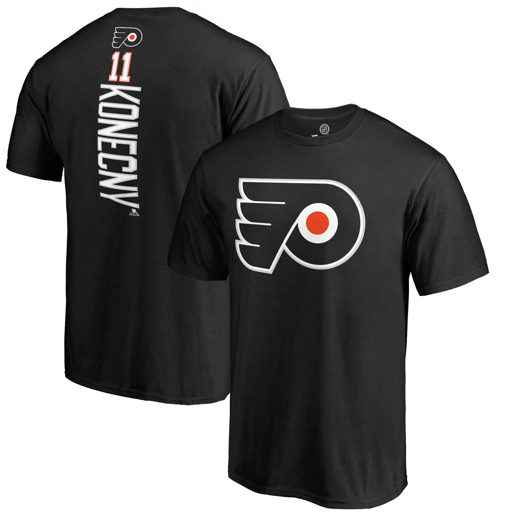 Black Philadelphia Flyers Team Logo Backer Name & Number T-Shirt D643035