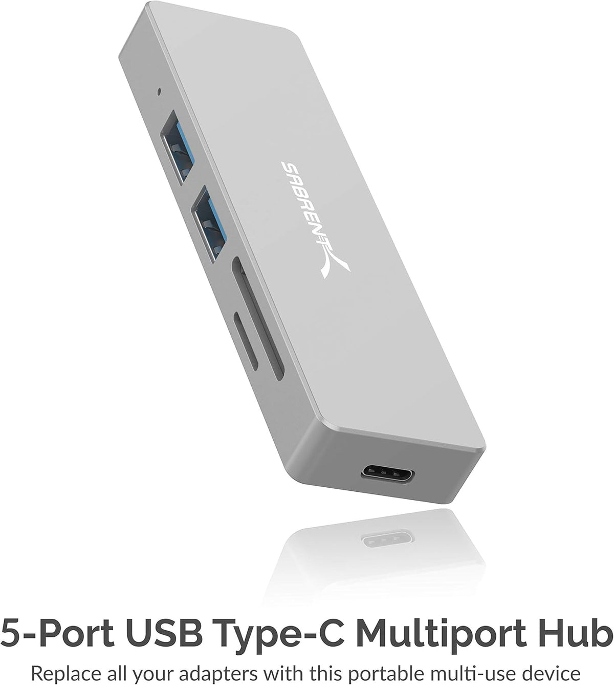 5 in 1 USB C Multi-Port HUB with SD & Micro SD Card-Reader, HDMI 2.0 Port, 2 x USB 3.0 Ports J19266