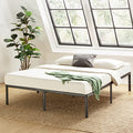 14 Inch Metal Platform Bed with Steel Slat Mattress Foundation Queen Black O148434