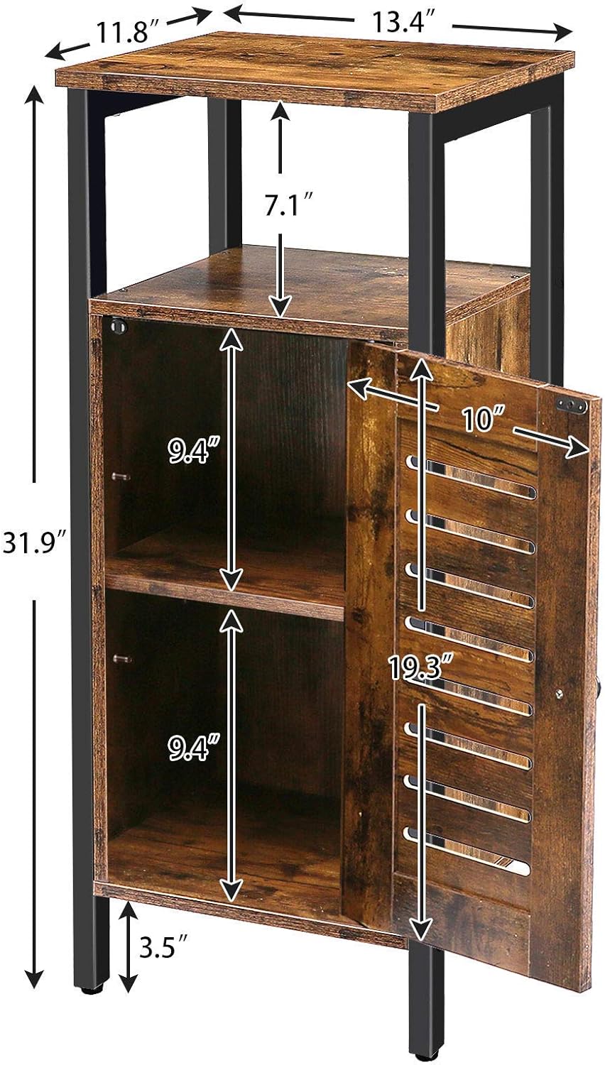 Bathroom Cabinet with Doors and Height-Adjustable Shelves N1725
