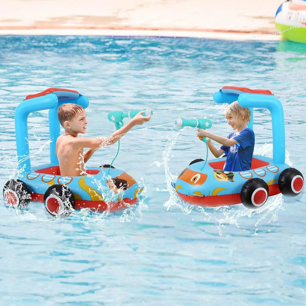 Toddlers Inflatable Pool Float Toys with Water Spray Gun Pirate Boat C4286
