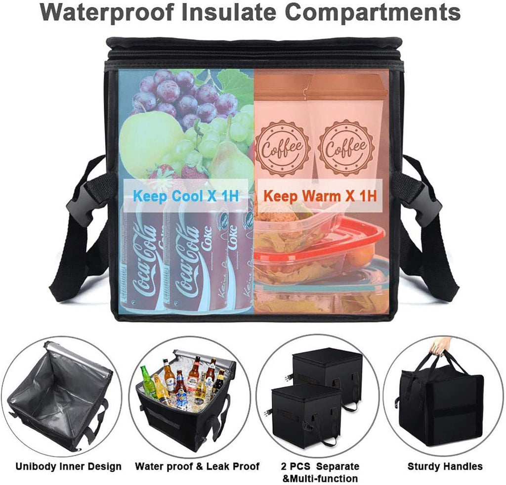 Black Collapsible Car Trunk Organizer with Insulation Cooler Bag T2114