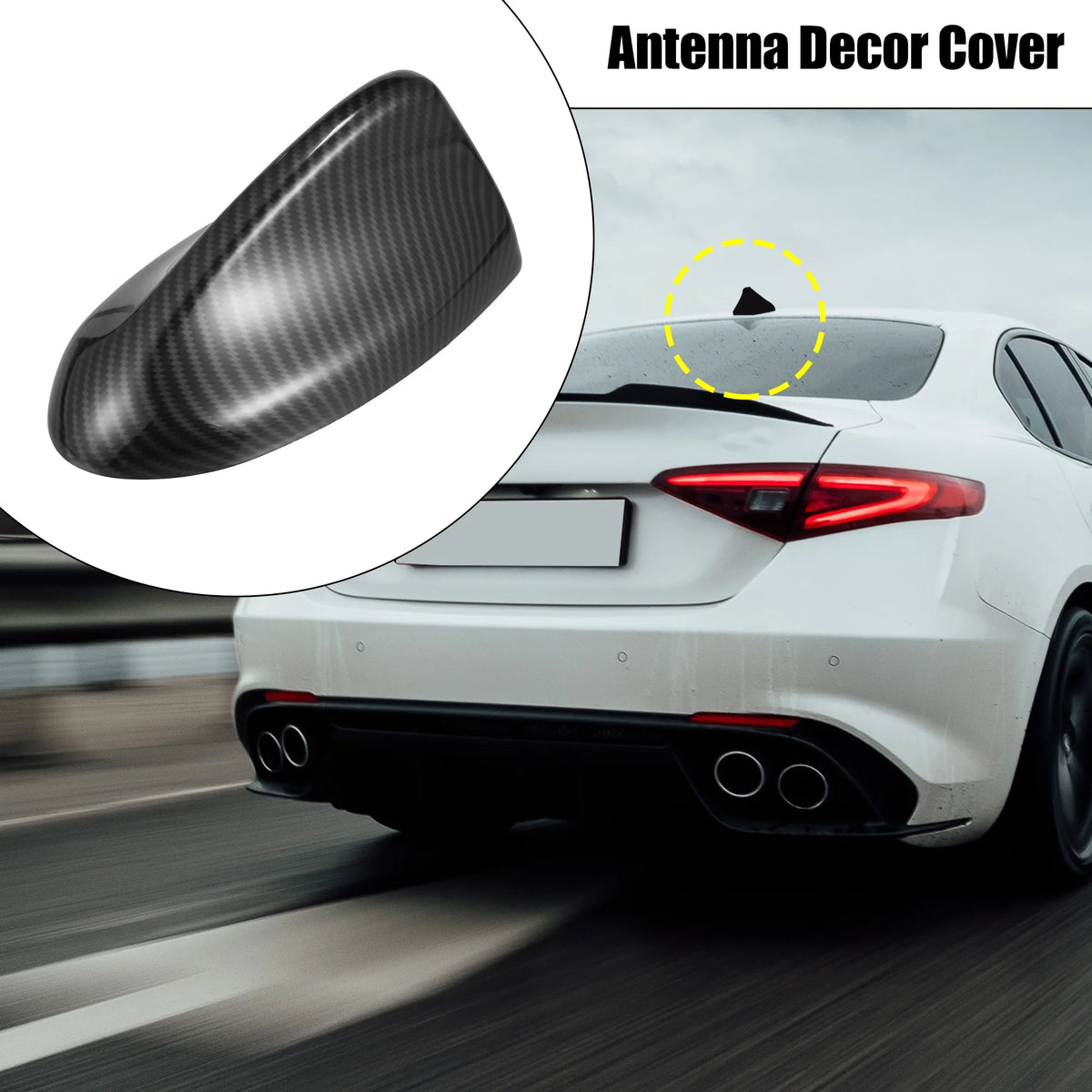 Black Carbon Fiber Pattern Car Shark Fin Antenna Roof Aerial Cover Trim L712
