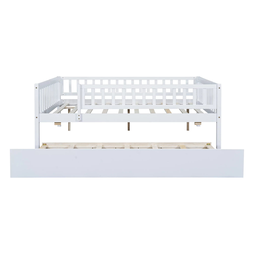 White Full Wood Daybed Frame with Trundle V58900