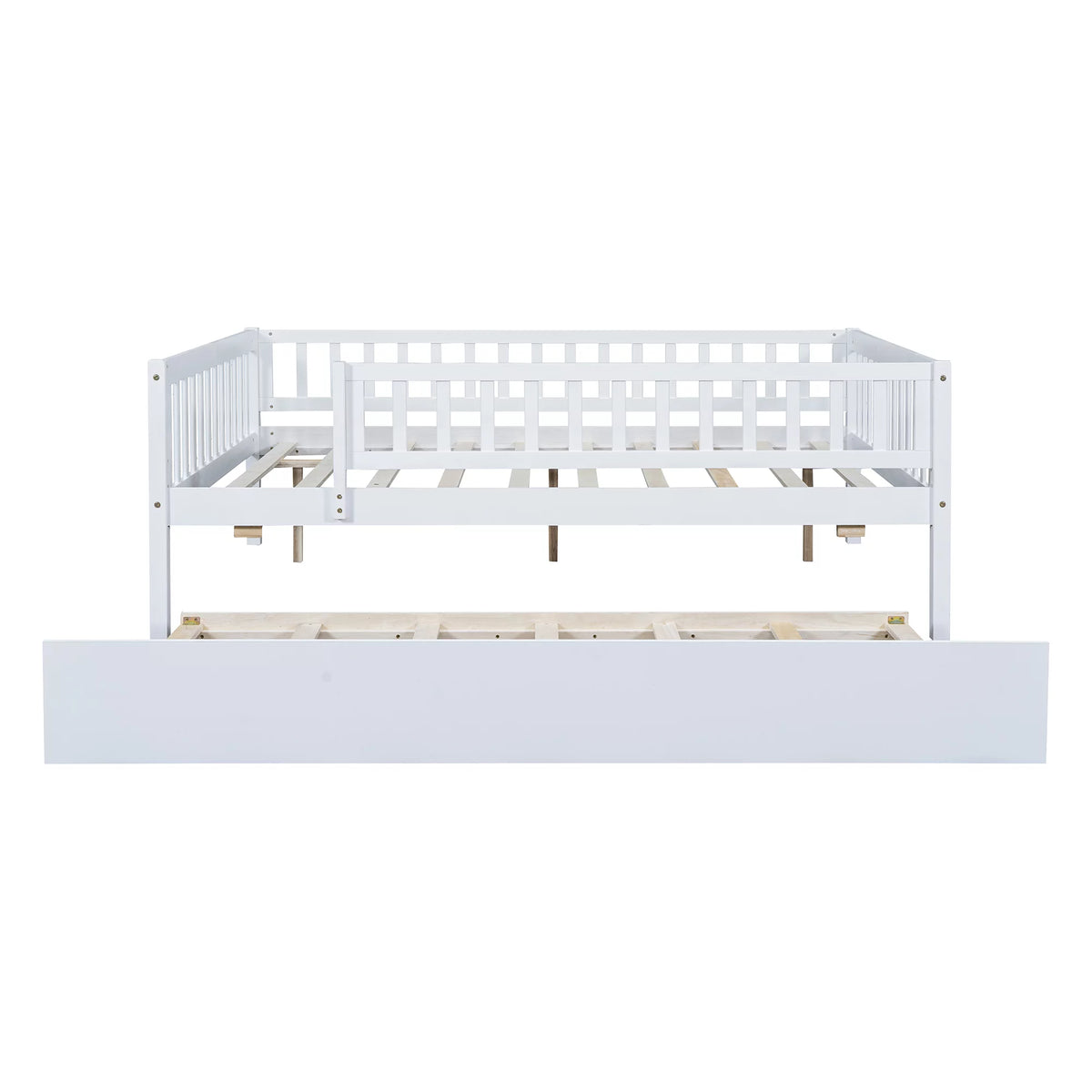 White Full Wood Daybed Frame with Trundle V58900