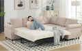 Beige Modular Sectional Sleeper Sofa with Pull Out Bed D4024