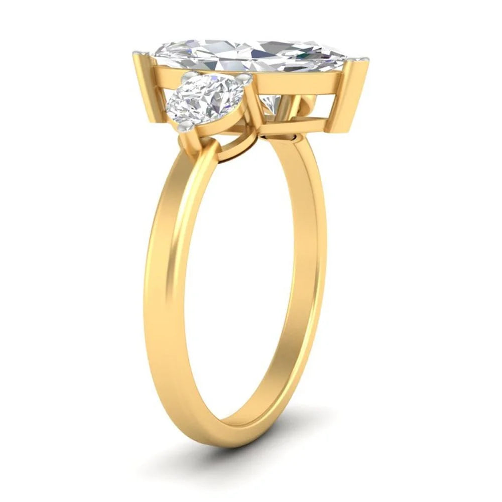 2Ct Marquise Cut Moissanite Engagement Ring 14K Yellow Gold Plated D768342