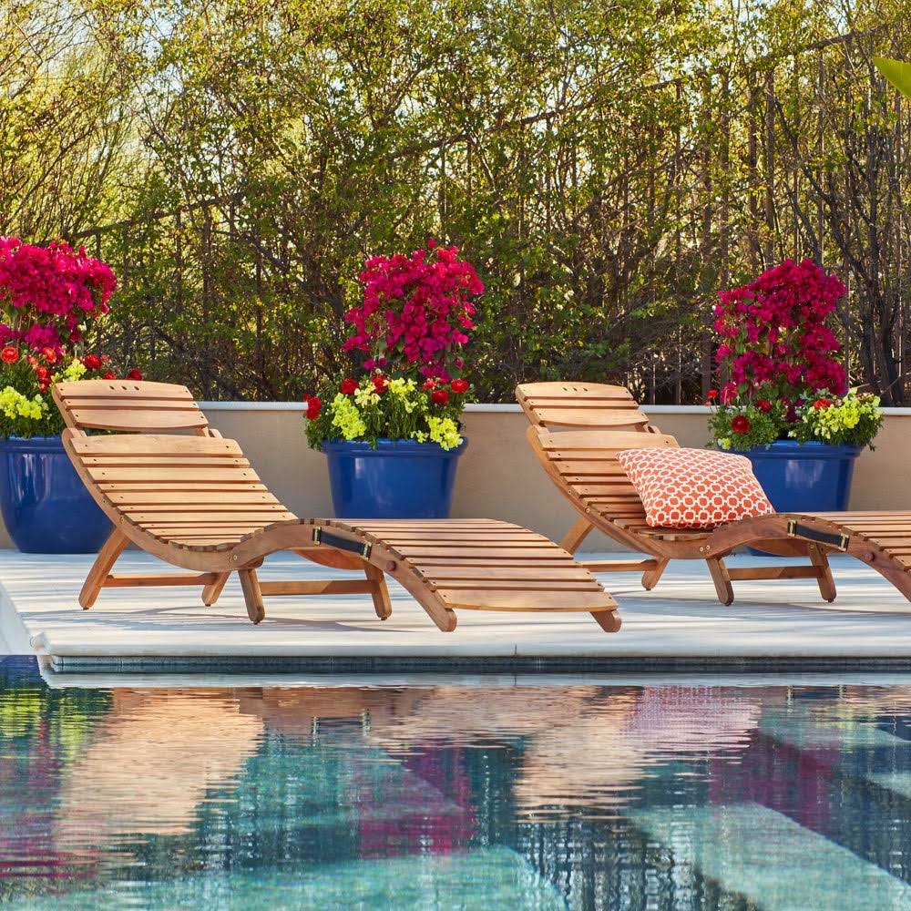 Acacia Wood Chaise Lounge (Set of 2) G282203