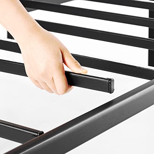 14 Inch Metal Platform Bed with Steel Slat Mattress Foundation Queen Black O148434