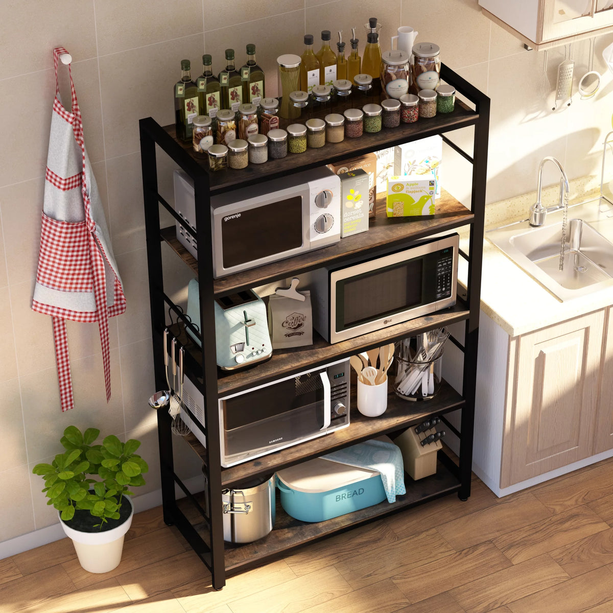 5 Tier Utility Storage Shelf with Hooks G65222