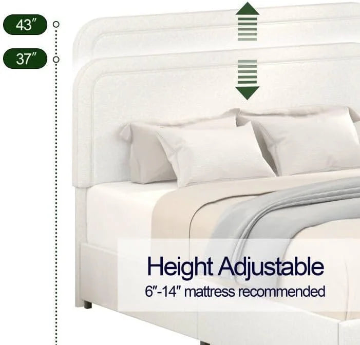Queen Size Upholstered Platform Bed with 4 Storage Drawers O448