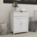 White Wood Bathroom Floor Cabinet 2 Doors 1 Drawer Q363553