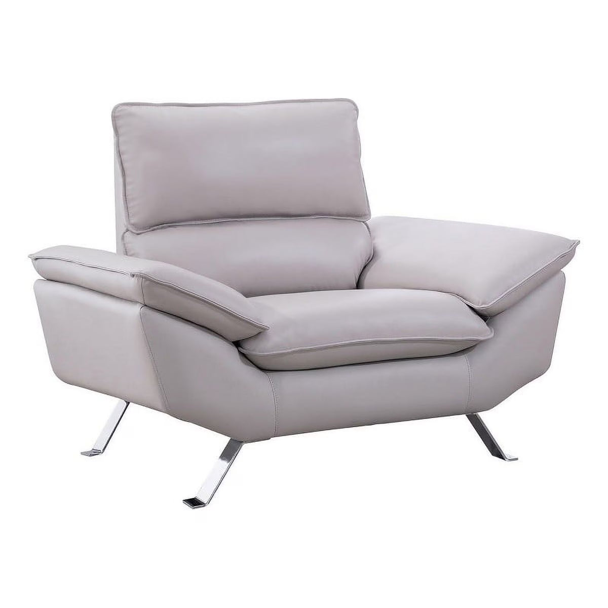 Light Gray Padded Leatherette Chair with Metal Legs A201879