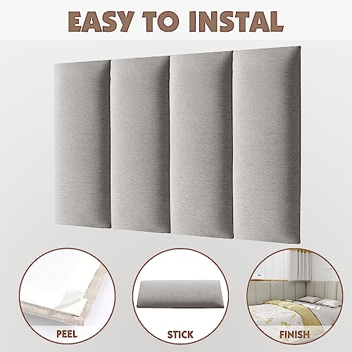Gray 3D Soundproof Wall Panels Full Size Headboard (6 Panels, 10" x 24") H340451