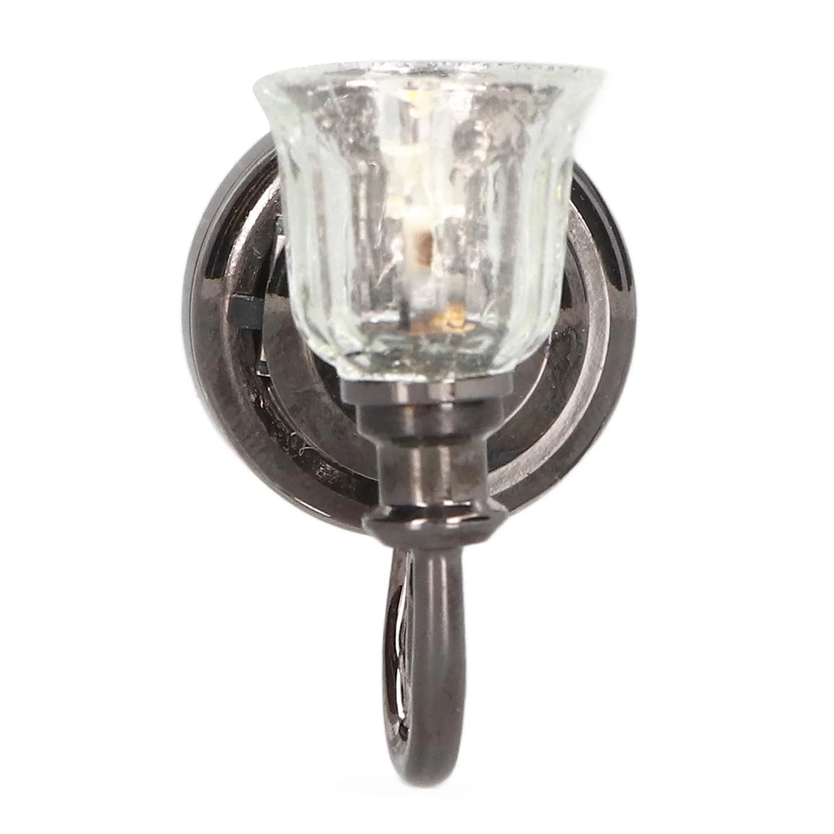1:12 Dollhouse Wall Lamp LED Warm Lighting Metal Miniature Wall Sconce with Battery B2588