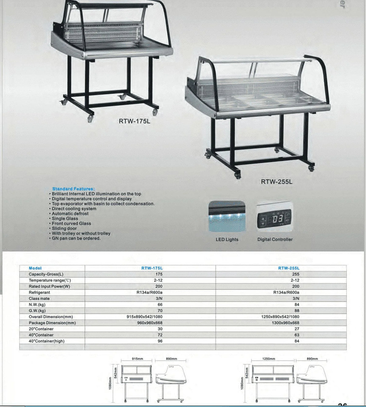36" Showcase Refrigerator on Wheels F3665