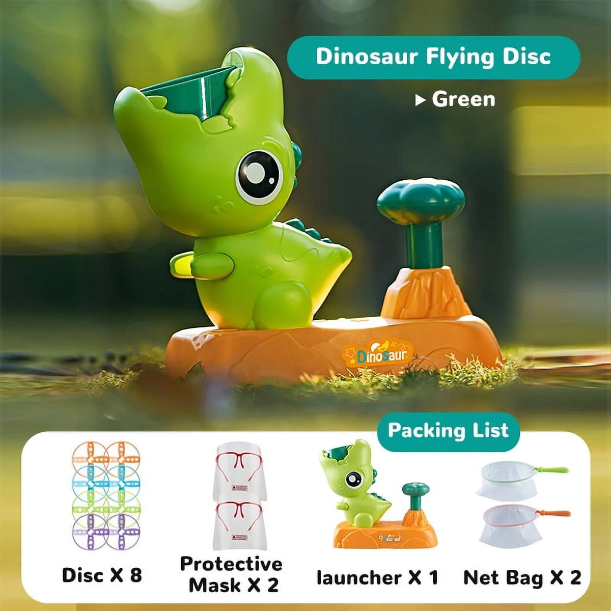 Flying Disc Launcher Outdoor Toy Green S8735