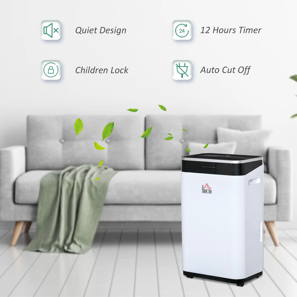 Portable Electric Dehumidifier with 14 Pint Tank, White S6721