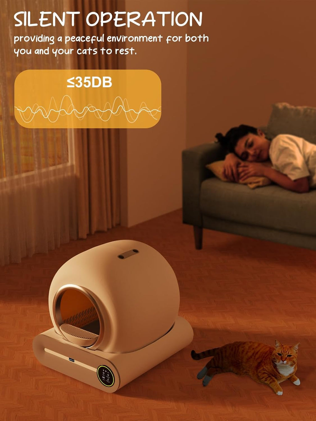 White Smart Self-Cleaning Litter Box 65L+9L Capacity A4193