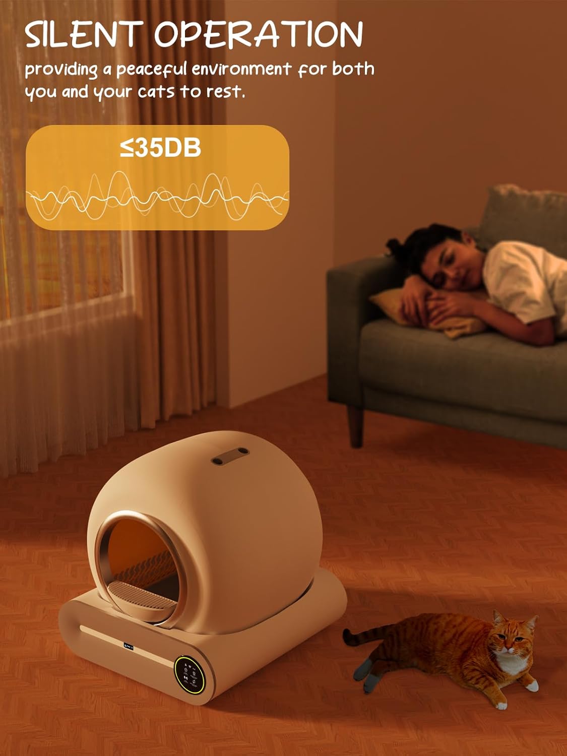 White Smart Self-Cleaning Litter Box 65L+9L Capacity A4193