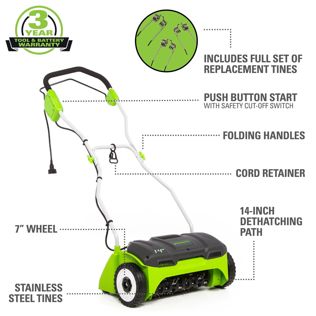 14 in. 10 Amp Corded Electric Dethatcher Q993140