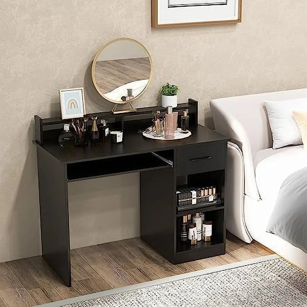 Computer Desk with Drawers, Hutch, Keyboard Tray & Adjustable D105001