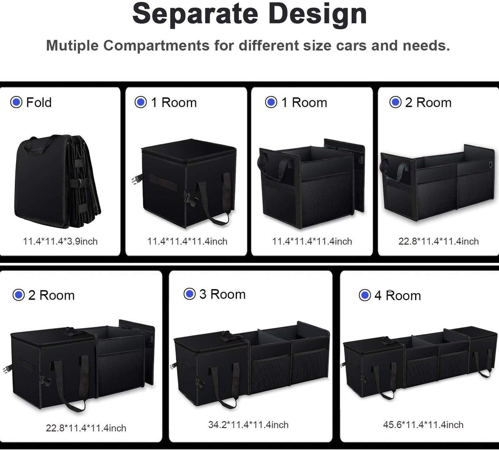 Black Collapsible Car Trunk Organizer with Insulation Cooler Bag T2114