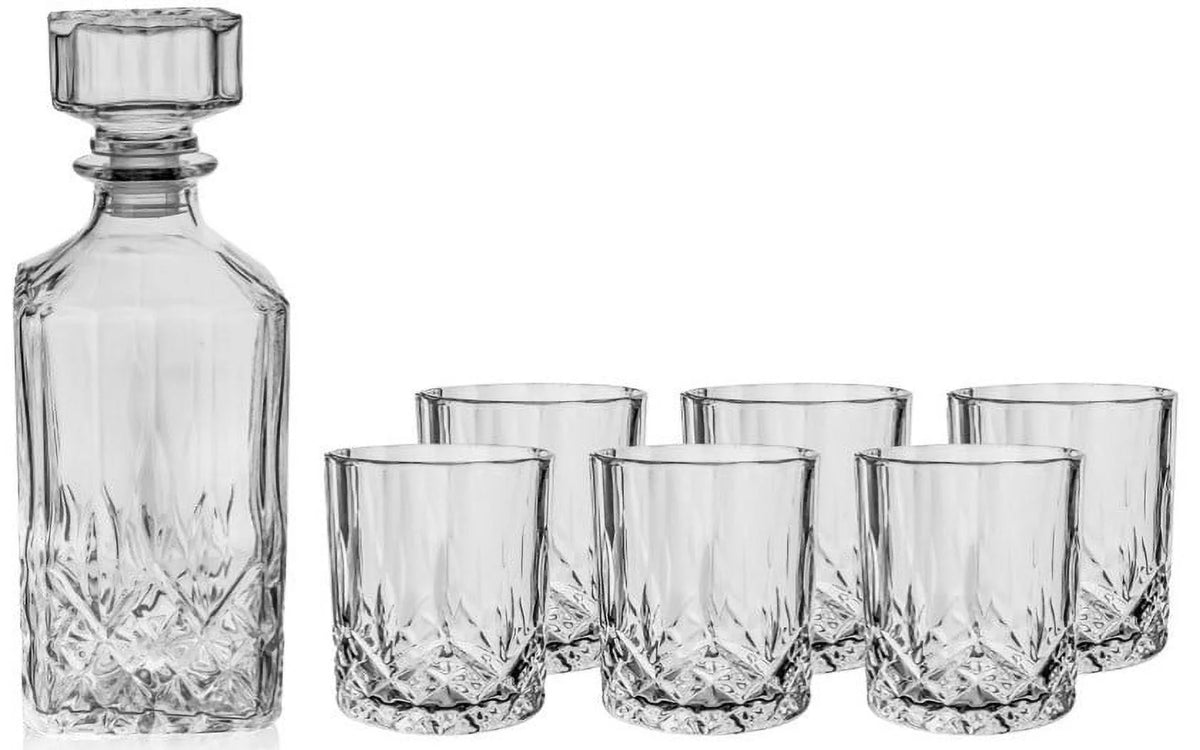 Whiskey Decanter and Glass 7-Piece Set with Stopper S983832