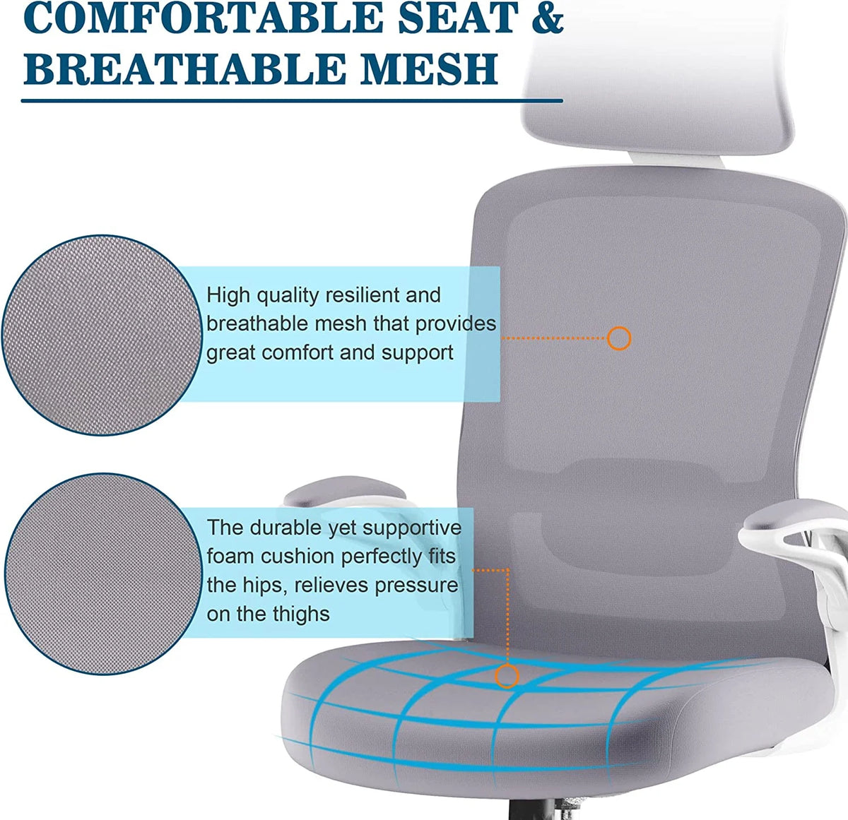 High Back Ergonomic Office Chair with Lumbar Support and Headrest L955