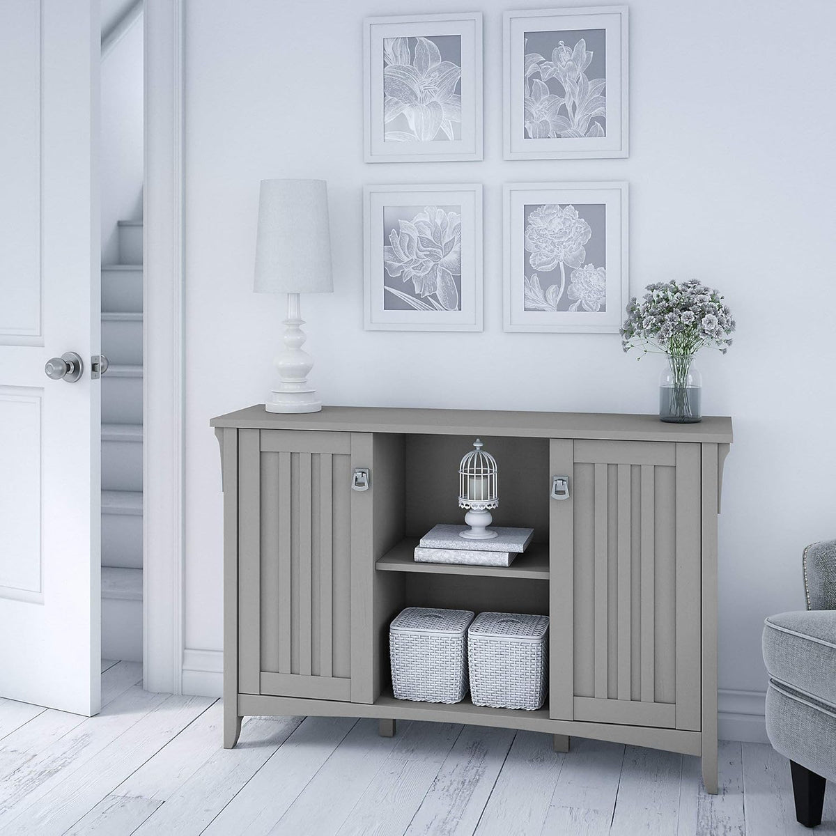 Gray Storage Cabinet with Doors and 6 Cube Organizer T183832