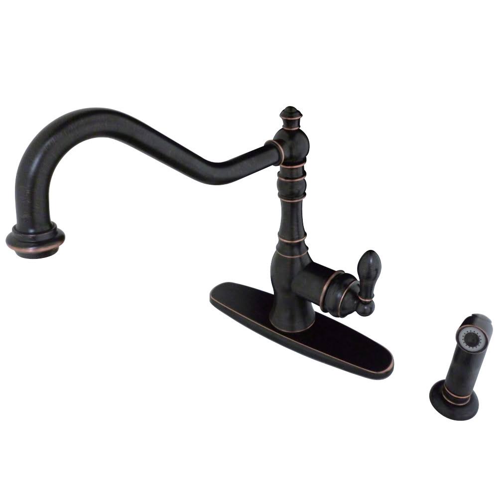 Naples Bronze Single-Handle Kitchen Faucet with Brass Sprayer Q87155