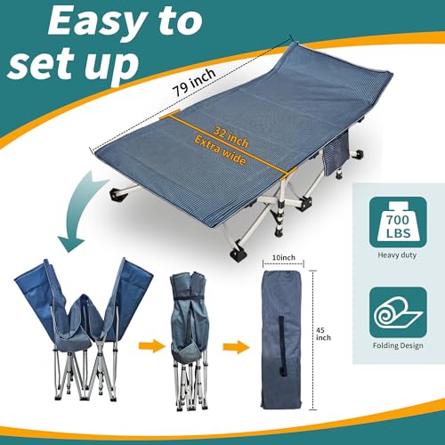 Oversize XXL Camping Cot with Mattress and Carry Bag X880647