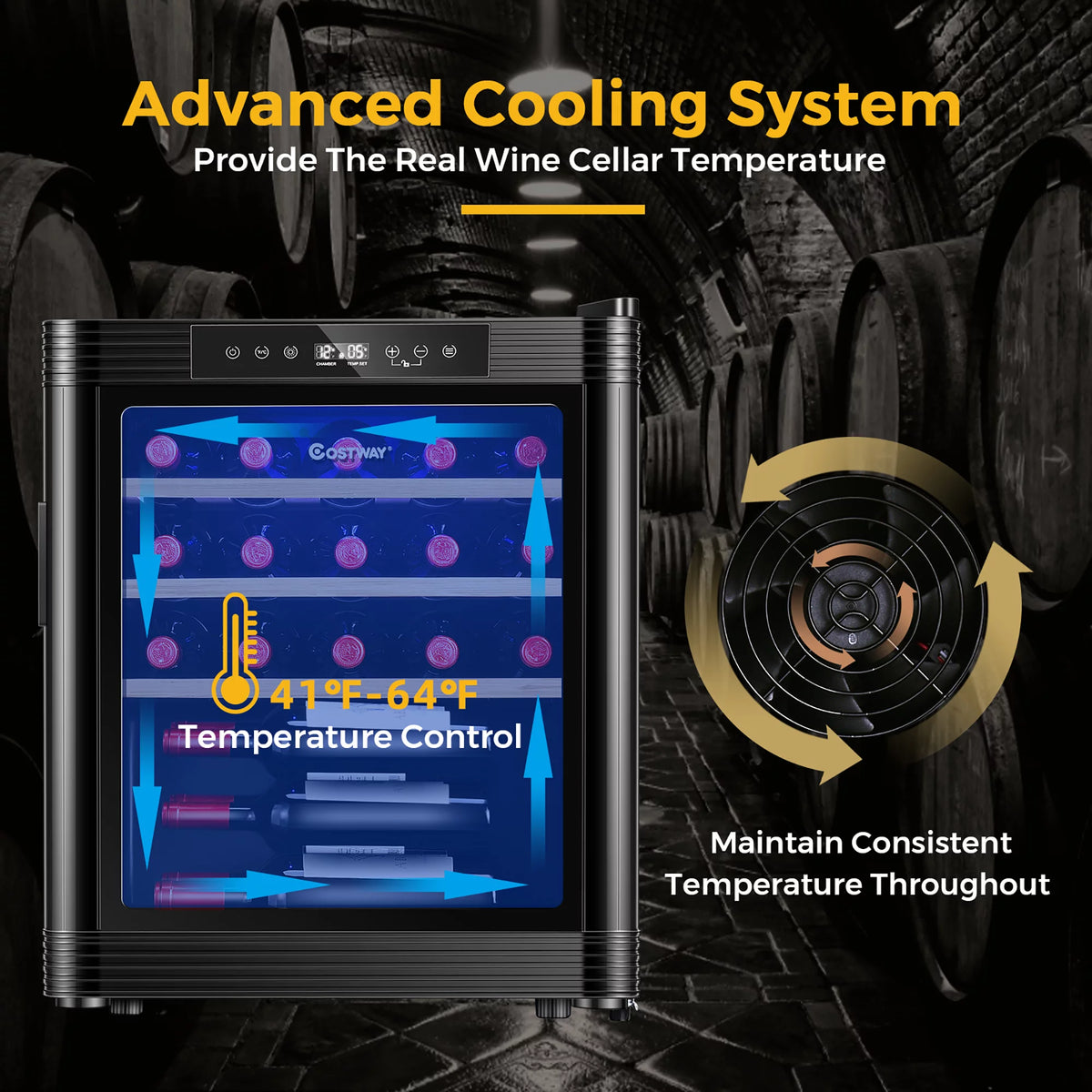 21 Bottle Compressor Wine Cooler Refrigerator Black V539263