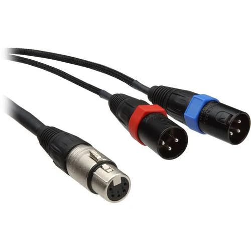 5-Pin Stereo XLR Female to Dual XLR Male Y-Cable, Length 25& 7.6 M M195