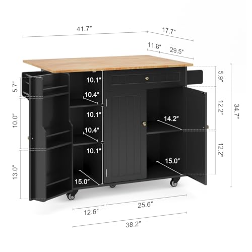 White Kitchen Island with Drop Leaf and Storage L273376